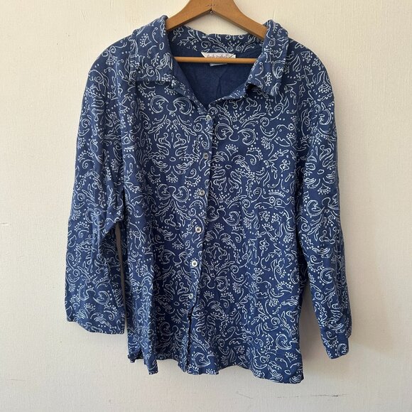 Fresh Produce Cardigan Jacket Womens XL Blue Nautical Button Front Collared - Picture 1 of 4